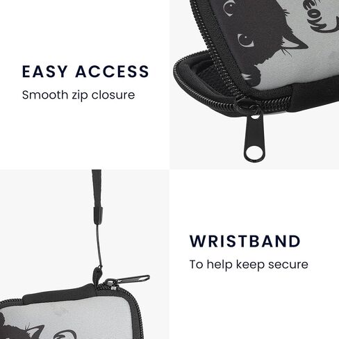 kwmobile Neoprene Case Compatible with in-Ear Headphones - Case with Zip - Meow Cat in Kuwait