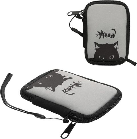 kwmobile Neoprene Case Compatible with in-Ear Headphones - Case with Zip - Meow Cat in Kuwait