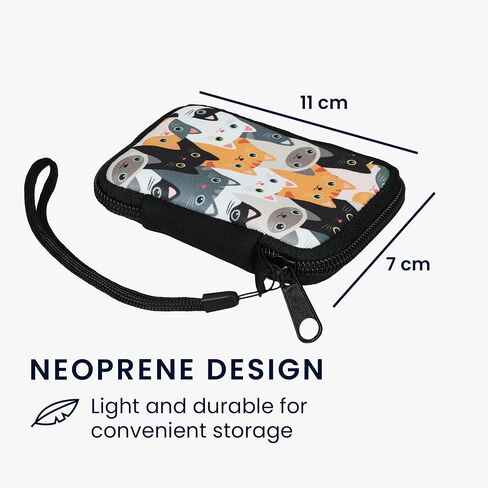 kwmobile Neoprene Case Compatible with in-Ear Headphones - Case with Zip - Meow Cat in Kuwait