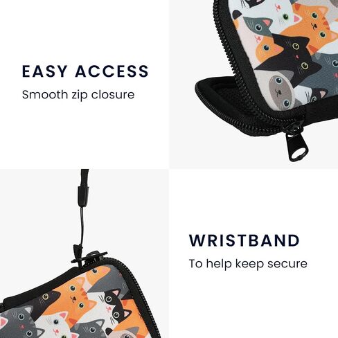 kwmobile Neoprene Case Compatible with in-Ear Headphones - Case with Zip - Meow Cat in Kuwait