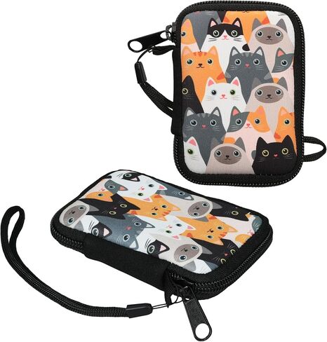 kwmobile Neoprene Case Compatible with in-Ear Headphones - Case with Zip - Meow Cat in Kuwait