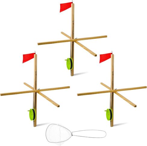 Liliful Ice Fishing Tip Ups with Tackle Wood Ice Fishing Equipment, 20 x 20 x 19 inch in Saudi Arabia