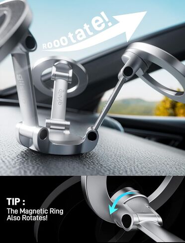 for MagSafe Car Mount, [42 Strong Magnet & 360° Rotation] Ultra Magnetic Car Phone Holder, Magnetic Phone Holder for Car Mag Safe Car Mount Fit for iPhone 16/16 Pro Max 15 14 13 & MagSafe Case, Silver in Kuwait