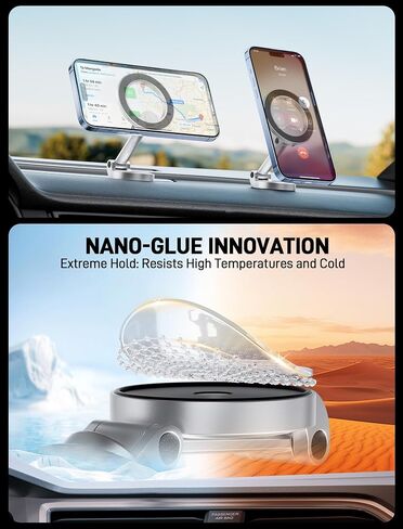 for MagSafe Car Mount, [42 Strong Magnet & 360° Rotation] Ultra Magnetic Car Phone Holder, Magnetic Phone Holder for Car Mag Safe Car Mount Fit for iPhone 16/16 Pro Max 15 14 13 & MagSafe Case, Silver in Kuwait