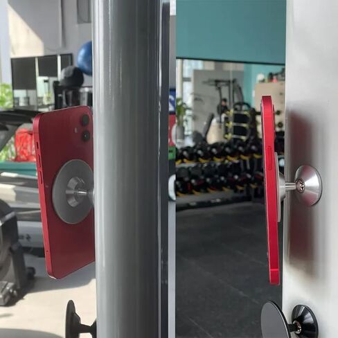 Magnetic Phone Mount Holder, Attaches magnetically to Metal Surface, Shoot Hands-Free Videos While Working Out. Compatible with Wireless Charge Capability, Strong Magnetic Stable & Secure. (Silver) in Saudi Arabia
