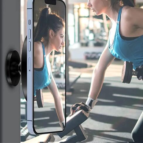 Magnetic Phone Mount Holder, Attaches magnetically to Metal Surface, Shoot Hands-Free Videos While Working Out. Compatible with Wireless Charge Capability, Strong Magnetic Stable & Secure. (Silver) in Saudi Arabia