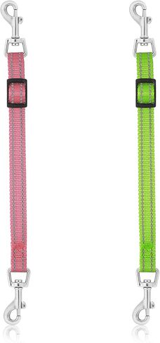 2PCS Reflective Dog Safety Collar Clips, Adjustable Nylon Pet Collar Double Ended 360 Degree Rotatable Backup Clasp Clips Dog Collar Harness Connector (Black, Grey) in Kuwait