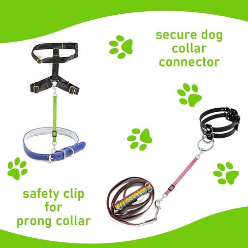 2PCS Reflective Dog Safety Collar Clips, Adjustable Nylon Pet Collar Double Ended 360 Degree Rotatable Backup Clasp Clips Dog Collar Harness Connector (Black, Grey) in Kuwait