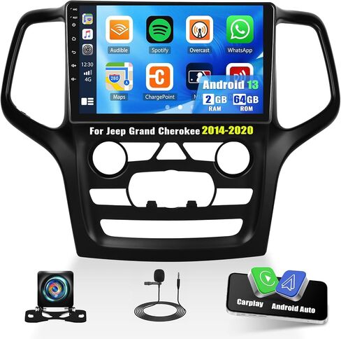 ستيريو سيارة CamECHO 2+64G Android 13 لسيارة Jeep Grand Cherokee 2014-2020، راديو CarPlay وراديو السيارة Android Auto، شاشة لمس 9 بوصة في لوحة القيادة GPS مع بلوتوث HiFi WiFi FM/RDS SWC Mirror Link in Saudi Arabia