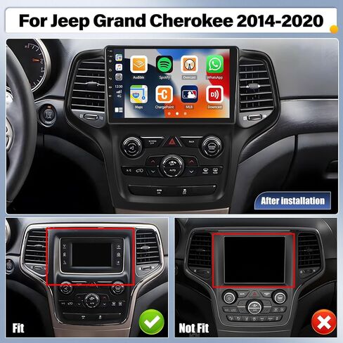 ستيريو سيارة CamECHO 2+64G Android 13 لسيارة Jeep Grand Cherokee 2014-2020، راديو CarPlay وراديو السيارة Android Auto، شاشة لمس 9 بوصة في لوحة القيادة GPS مع بلوتوث HiFi WiFi FM/RDS SWC Mirror Link in Saudi Arabia