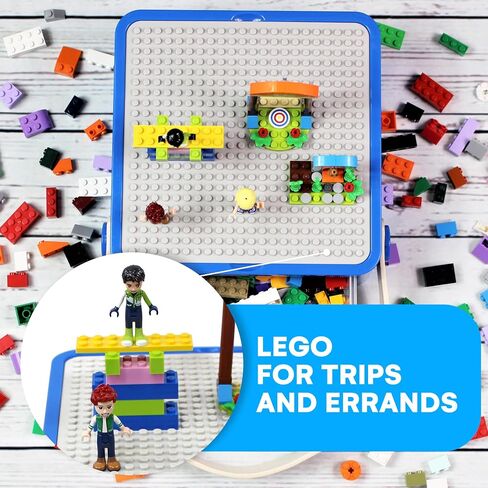 Bins & Things Lego Storage, Bin Box Organizer - Kids Toy Storage Containers - Small Brick Shaped Tub Organizers for Legos, Barbie Dolls, Hot Wheels and Beyblade- Anti-Lego Mess Organizer (Blue & Red) in Saudi Arabia
