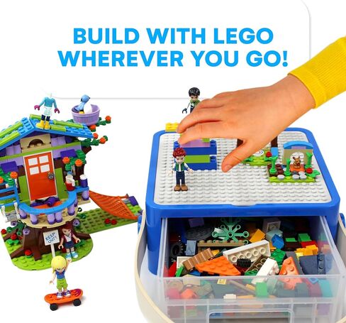 Bins & Things Lego Storage, Bin Box Organizer - Kids Toy Storage Containers - Small Brick Shaped Tub Organizers for Legos, Barbie Dolls, Hot Wheels and Beyblade- Anti-Lego Mess Organizer (Blue & Red) in Saudi Arabia