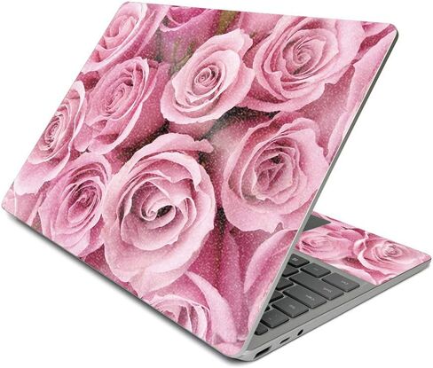 MightySkins Glossy Glitter Skin Compatible with Surface Laptop Go (2020) - Pink Roses | Protective, Durable High-Gloss Glitter Finish | Easy to Apply, Remove, and Change Styles | Made in The USA in Saudi Arabia