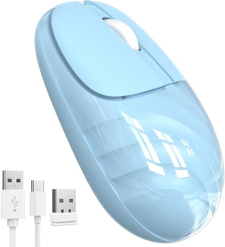 EDJO Multi-Device Bluetooth Wireless Mouse, Silent Bluetooth 5.0 & 3.0 Rechargeable Mouse with Cute Water Ripple, 2.4GHz Portable Computer Mouse for Laptop, iPad, Mac, Chromebook, Windows(Pink) in Kuwait
