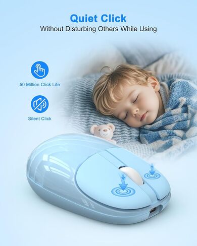 EDJO Multi-Device Bluetooth Wireless Mouse, Silent Bluetooth 5.0 & 3.0 Rechargeable Mouse with Cute Water Ripple, 2.4GHz Portable Computer Mouse for Laptop, iPad, Mac, Chromebook, Windows(Pink) in Kuwait