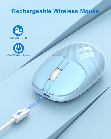 EDJO Multi-Device Bluetooth Wireless Mouse, Silent Bluetooth 5.0 & 3.0 Rechargeable Mouse with Cute Water Ripple, 2.4GHz Portable Computer Mouse for Laptop, iPad, Mac, Chromebook, Windows(Pink) in Kuwait