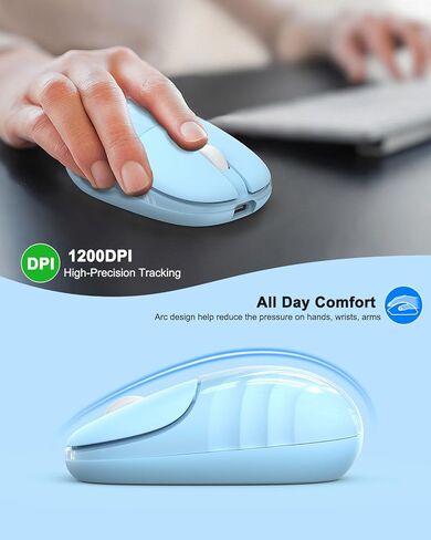 EDJO Multi-Device Bluetooth Wireless Mouse, Silent Bluetooth 5.0 & 3.0 Rechargeable Mouse with Cute Water Ripple, 2.4GHz Portable Computer Mouse for Laptop, iPad, Mac, Chromebook, Windows(Pink) in Kuwait