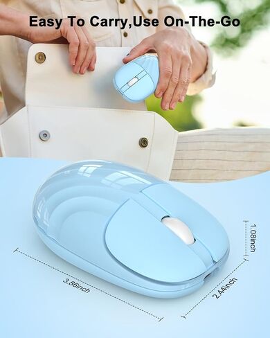 EDJO Multi-Device Bluetooth Wireless Mouse, Silent Bluetooth 5.0 & 3.0 Rechargeable Mouse with Cute Water Ripple, 2.4GHz Portable Computer Mouse for Laptop, iPad, Mac, Chromebook, Windows(Pink) in Kuwait