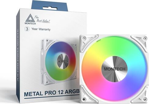 مروحة تحمل هيدروليكية MONTECH GF120 ARGB PWM 800-1600 دورة في الدقيقة، ضوضاء منخفضة 25.5 ديسيبل، تدفق هواء عالي 66.3CFM، 4 دبابيس، حزمة 3 في 1 مع محور مروحة 6X6 - 120 مم أسود in Saudi Arabia