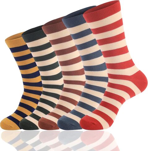 6 Pairs Colorful Striped Athletic Sports Running Retro Cotton Crew Tube Socks For Men(M in Saudi Arabia