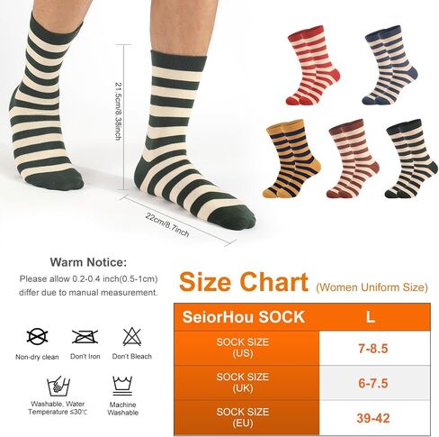 6 Pairs Colorful Striped Athletic Sports Running Retro Cotton Crew Tube Socks For Men(M in Saudi Arabia