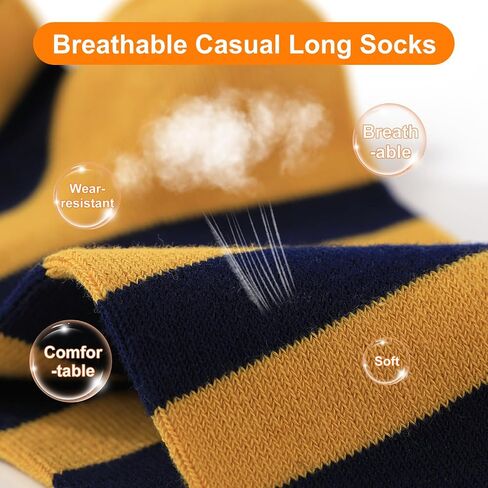 6 Pairs Colorful Striped Athletic Sports Running Retro Cotton Crew Tube Socks For Men(M in Saudi Arabia