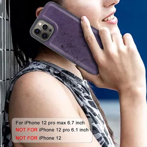Lacass متوافق مع حافظة iPhone 12 Pro Max [12 فتحة للبطاقات] حامل للنقود وبطاقة الهوية وجيب بسحاب وجيب مغناطيسي قابل للفصل وغطاء محفظة جلدية وحزام معصم وحقيبة حمل (زهري أزرق أخضر) in Saudi Arabia