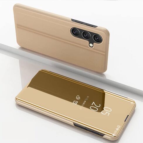 Case for Samsung Galaxy S24 FE Case Clear View Mirror Makeup Luxury Design Bookstyle Leather Flip Case with Kickstand Shockproof Case Cover for Samsung Galaxy S24 FE QH Purple in Saudi Arabia
