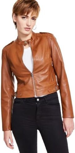 GUESS Women's Montecarla Faux Leather Fitted Jacket in Saudi Arabia
