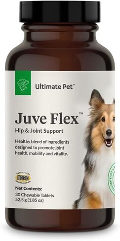 ULTIMATE PET NUTRITION Juve Flex، مكمل دعم مهدئ للورك والمفاصل للكلاب والغضاريف والكولاجين ودعم الصلابة، 30 قرصًا قابلاً للمضغ in Saudi Arabia