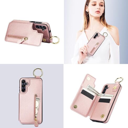 Asuwish Phone Case for Samsung Galaxy A15 5G/4G Wallet with Tempered Glass Screen Protector Cover and Cell Accessories Stand Zipper Cash Card Holder Slot Ring Protective A 15 G5 15A Women Men Purple in Saudi Arabia