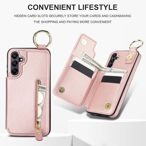 Asuwish Phone Case for Samsung Galaxy A15 5G/4G Wallet with Tempered Glass Screen Protector Cover and Cell Accessories Stand Zipper Cash Card Holder Slot Ring Protective A 15 G5 15A Women Men Purple in Saudi Arabia