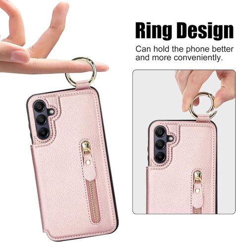 Asuwish Phone Case for Samsung Galaxy A15 5G/4G Wallet with Tempered Glass Screen Protector Cover and Cell Accessories Stand Zipper Cash Card Holder Slot Ring Protective A 15 G5 15A Women Men Purple in Saudi Arabia