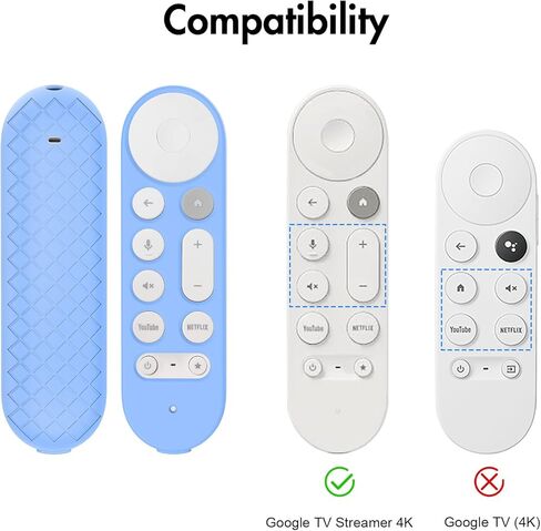 غطاء LEFXMOPHY2-Pack Glow Cover لجهاز Google TV Streamer 4K 2024 حافظة من السيليكون عن بعد مع حبل (أخضر وأزرق مضيء) in Kuwait