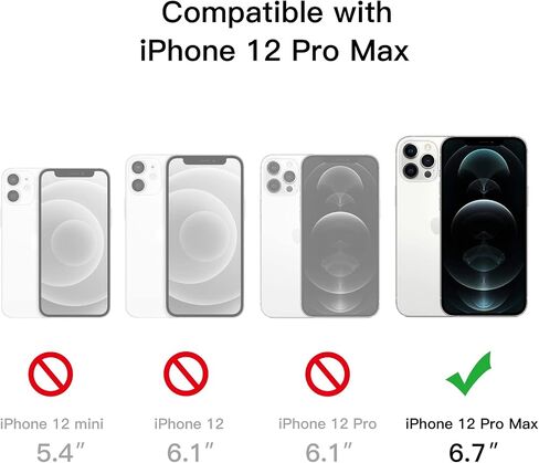 حافظة JETech لهاتف iPhone 12 Pro Max مقاس 6.7 بوصة مع حامل، تدعم الشحن اللاسلكي، غطاء هاتف نحيف مقاوم للصدمات، مسند معدني ثلاثي الاتجاهات (شفاف) in Saudi Arabia