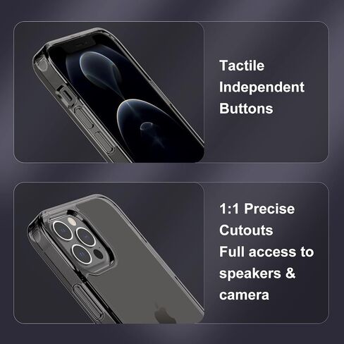 حافظة JETech لهاتف iPhone 12 Pro Max مقاس 6.7 بوصة مع حامل، تدعم الشحن اللاسلكي، غطاء هاتف نحيف مقاوم للصدمات، مسند معدني ثلاثي الاتجاهات (شفاف) in Saudi Arabia