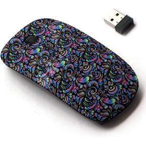 2.4G Wireless Mouse with Cute Pattern Design for All Laptops and Desktops with Nano Receiver - Decorative Symmetry Arabesque Good Greeting