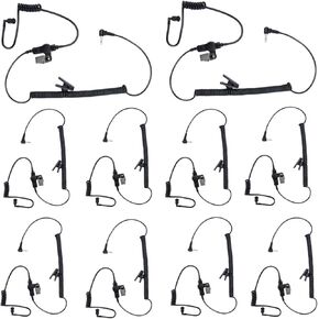 3.5 mm Listen Only Acoustic Coil Black Tube Earpiece Police Law Enforcement Ear Piece Receiver Headset Compatible with Baofeng Motorola Shoulder Mic APX 6000 uv-5r APX 4000 APX 8000(10Pack)