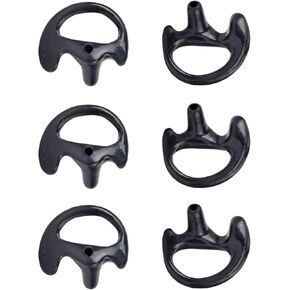 Medium Size Earbud Earmold Earplug Replacement for Motorola Kenwood Walkie Talkie Earpiece Two Way Radio Air Acoustic Coil Tube Audio Kits, Black, 3 Pairs