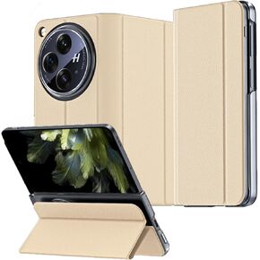 for OnePlus Open Leather Case, Classic PU Leather OnePlus Open Flip Cover [Magnetic Closure] [Camera Protector] Slim Thin Hard PC Full Coverage Folio Cover Case for OnePlus Open Black