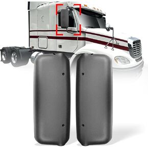 Black Door Mirror Cover Pair for Freightliner Columbia Trucks 2005-2015 (Driver and Passenger Side)