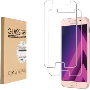 Screen Protector for Samsung Galaxy A5 (2017) Tempered Glass Protective Film HD Case Friendly Easy Installation Anti Scratch Bubble Free，9H Hardness(2 pcs)