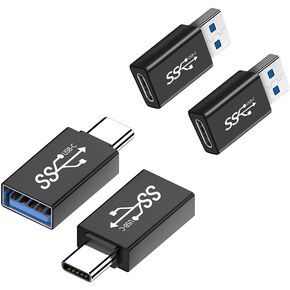 4-Pack USB Adapter Set (2 USB-C to USB-A & 2 USB-A to USB-C) for Phones, Tablets, Laptops, PC