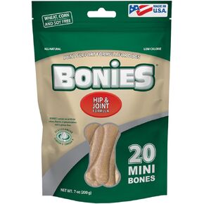 Bonies Natural Skin & Coat Formula Minis-Sized Bone, Promote Silky Coat & Healthy Skin, Healthy Teeth & Fresh Breath, Low Calories - Chicken Flavor, [Mini Dog], 2 Bone Pack