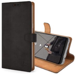Snakehive Vintage Wallet for Samsung Galaxy S8 || Real Leather Wallet Phone Case || Genuine Leather with Viewing Stand & 3 Card Holder || Flip Folio Cover with Card Slot (Black) in Kuwait