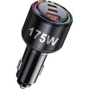 IDOLCO 175W Car Charger USB C for iPhone 16 Pro Max [Fan Cooling] PD 100W+PD45W USB C Super Fast Car Charger Adapter Type C Fast Charging for iPhone 15 Pro Max Plus Laptop MacBook Samsung Galaxy S24