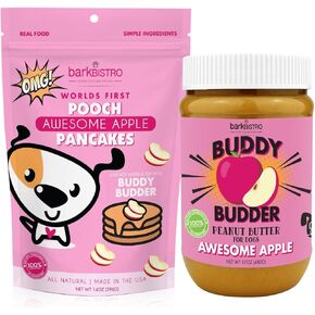 BUDDY BUDDER Awesome Apple Pooch Pancakes - Fun Treat, Brunch w/Your pup, or Stack em' for Dog Birthdays w/Candle, 100% All Natural, No Sugar or preservatives - Made in USA (14oz