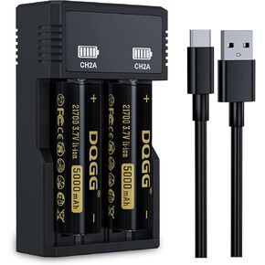 3.7 Volt 21700 Rechargeable Battery 5000mAh Battery 2 Pack Large Capacity Batteries for LED Flashlight, Headlamps, etc
