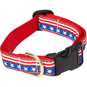 Up Country Stars and Stripes Dog Collar, Large (15 to 21 inches) 1 inch Wide Width