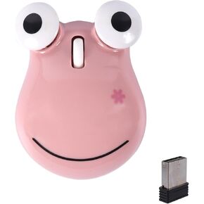 2.4G Wireless Mouse Cute Frog Computer Mouse Bluetooth Mouse USB Optical 1600DPI Mouse Portable Travel Dual-Mode Cordless Mice with Receiver for Laptop, PC, Notebook (Pink)